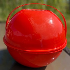 Vintage Guzzini Picnic Set Red, Italian Design Food Carrier, Space Age Picnic Basket, 1970s Retro Kitchen Storage
