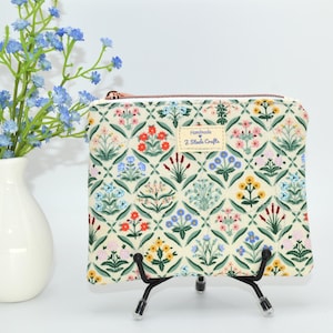 Coin Purse crafted from Rifle Paper Co Fabric, Quilted Mini Wallet - Handmade Zipper Pouch, Coin Pouch, Gift Card Holder, Gift for her