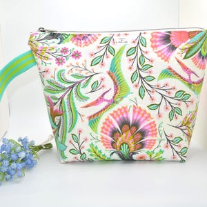 Tula Pink- Water Resistance Zipper Bag, Crafted with Roar 'Wing it" Fabric, Cosmetic Bag, Accessories Bag, Gift, Travel Organizer