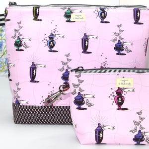 Project Zipper Bag Set crafted from Tula Pink Apothecary Fabric -Multi-Purpose Craft Bag, Travel Organizer, Project or Makeup Bag, Gift