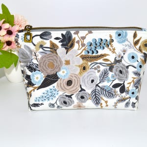 Handmade Zipper Pouch with Rifle Paper Co Wildwood Fabric | Cosmetic, Accessory or Travel Bag