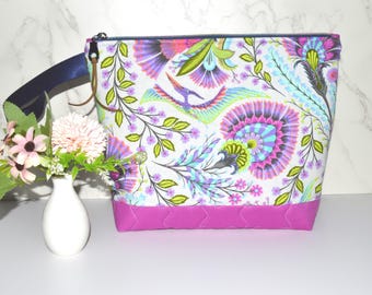 Tula Pink Wing It Fabric Zipper Project Bag – Quilted Cotton Craft Pouch