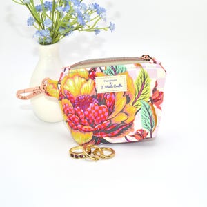 Air Pod, Jewelry Mini Zipper Pouch crafted from Tula Pink Untamed Fabric- Peony for your Thoughts, Mini Zipper Bag, Small Pouch