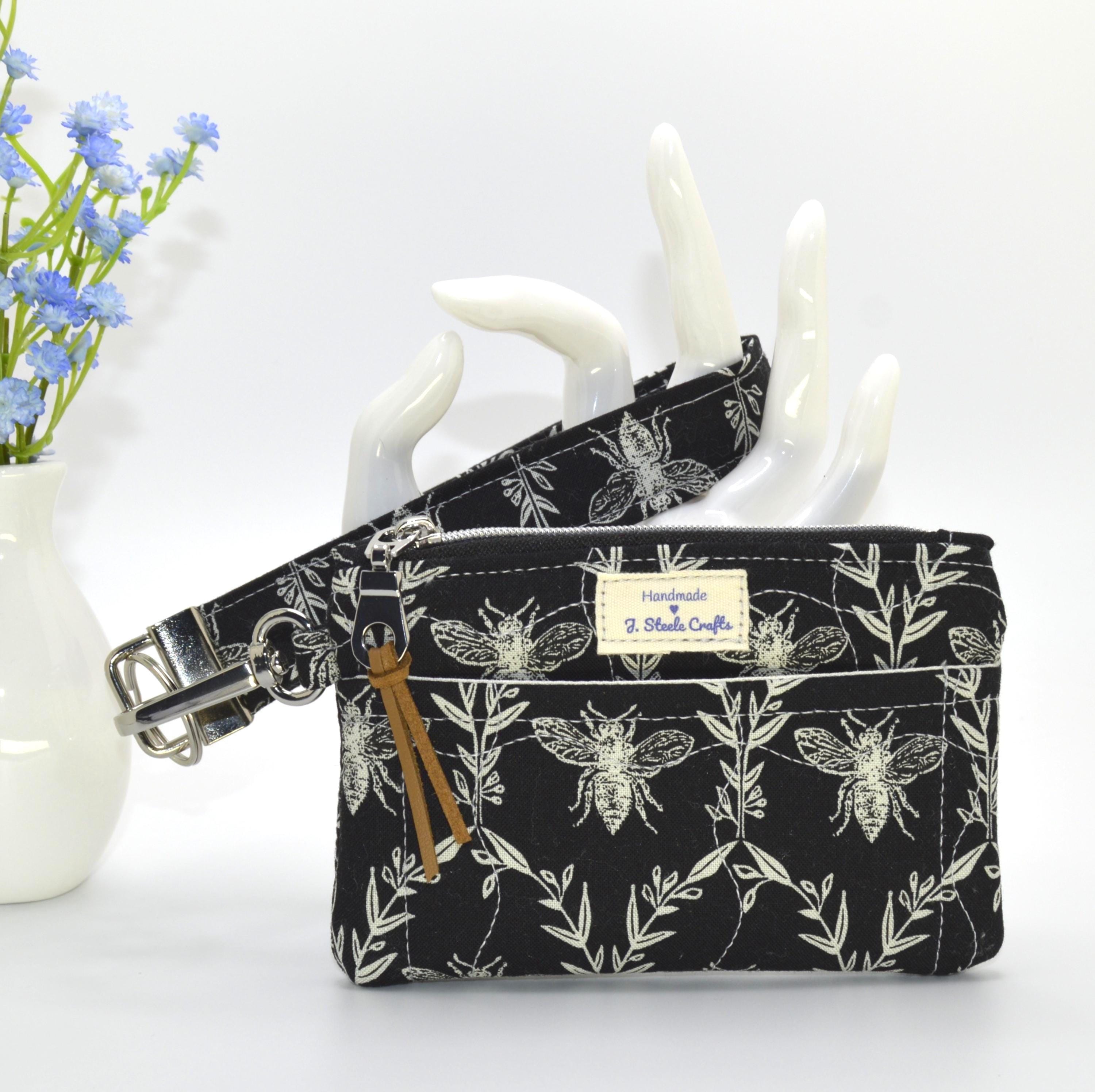 Honey Bee Fabric Zipper Pouch: Wristlet Key Fob, Card Slot - Etsy