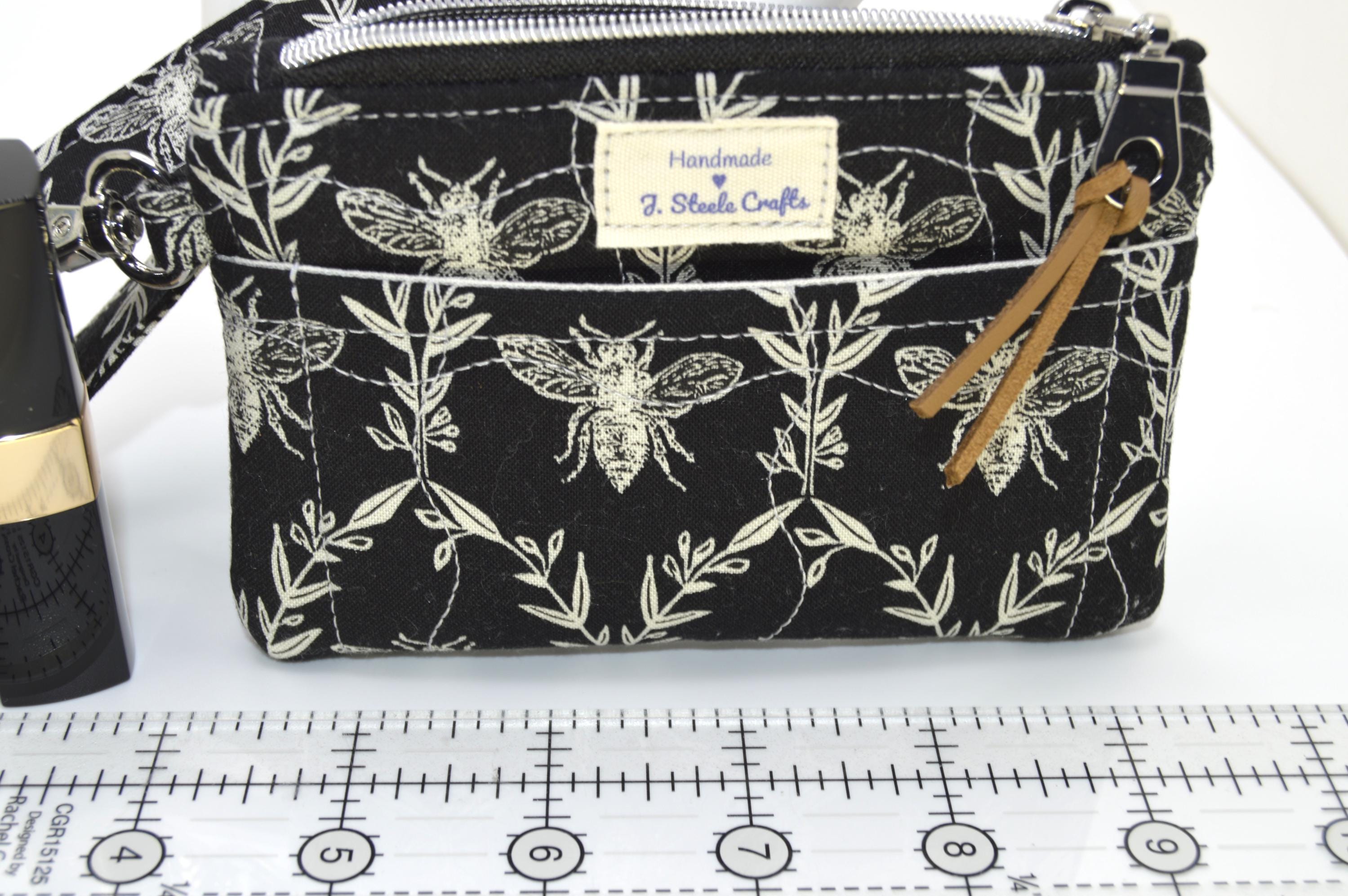 Honey Bee Fabric Zipper Pouch: Wristlet Key Fob, Card Slot - Etsy