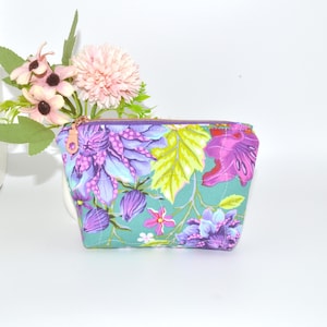Tula Pink Hello Dahlia Coin Purse: Handmade Mini Zipper Pouch | J. Steele Crafts