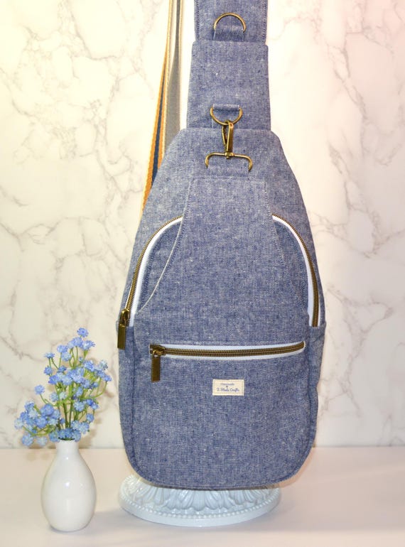 canvas sling mini backpack Handmade Canvas Crossbody Sling Bag: Retro Mini Backpack