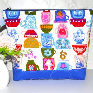 Zipper Project Bag | Quilted Ruby Star Society Pouch | Knitting, Crochet, Stitchery, Makeup, Travel Organizer