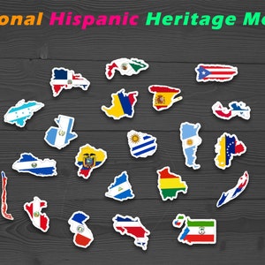 National Hispanic Heritage Month Flagge Karte Vinyl Aufkleber (21 Aufkleber)