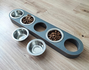 Cat Feeding Station with 5 Bowls – Elevated Wooden Feeder for Food and Water, Triple Cat Bowl Feeder for Cats and Small Dogs
