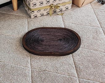 Rascador para gatos hecho a mano: almohadilla plana de sisal, mueble de madera para mascotas, tablero rascador de suelo, resistente y de diseño moderno.