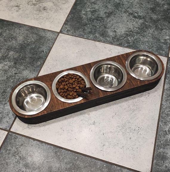 Erhhter 4-Schssel-Katzenftterer - Holzfutter- und Wassernapfstnder,  Erhhte Futterstation fr Katzen und kleine Hunde, ergonomischer  Futterautomat - Etsy.de