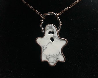 Electroformed howlite ghost necklace // Halloween jewelry //witchy jewelry