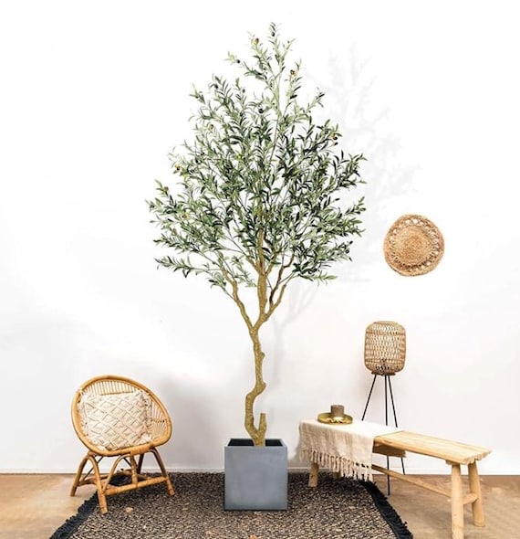 8' Crooked Trunk Olive Tree, Faux Olive Tree, Artificial Olive Tree, Large Olive Tree, Real Touch Olive Tree