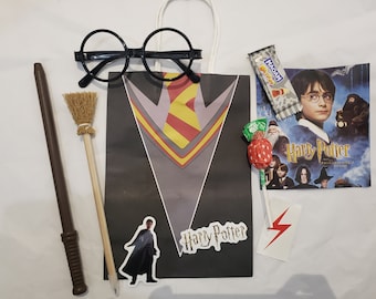 Wizard Party Favor Bag, Glasses, Wand, Stickers, Vegan Sweets