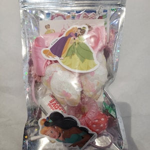 Meisjes Disney Prinses geïnspireerde feesttas Feestartikelen Cadeautasje, vegetarische snoepjes, glitter, haaraccessoires, girly schattig thema.