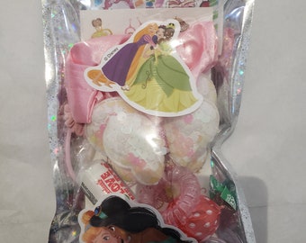 Girls Kids Disney Princess inspired Party bag Party favours Gift bag, Vegetarian sweets, glitter, hair accessories, girly cute theme.