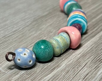 handmade ceramic beads - ceramic art beads - torch fire enamel beads - handmade art stoneware beads - artisan beads plus - art beads