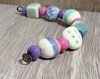 handmade ceramic beads - ceramic art beads - torch fire enamel beads -  handmade art stoneware beads - artisan beads plus -  pottery beads