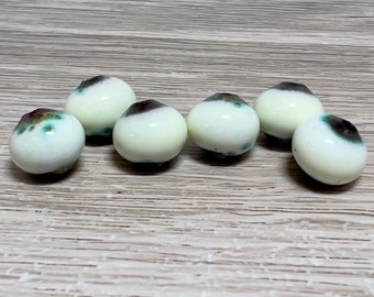 Enameled white cream beads, small round ivory beads, jewelry making beads, enamel, copper, small round beads, Artisan Beads Plus