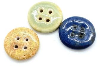 Ceramic button, artisan buttons, large buttons, blue button, green button, four hole button, large ceramic button, handbag button