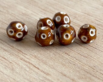 ceramic beads, ceramic pendant, handmade ceramic beads, one of a kind beads, brown pottery beads, art beads, ceramic discs, earth tone beads