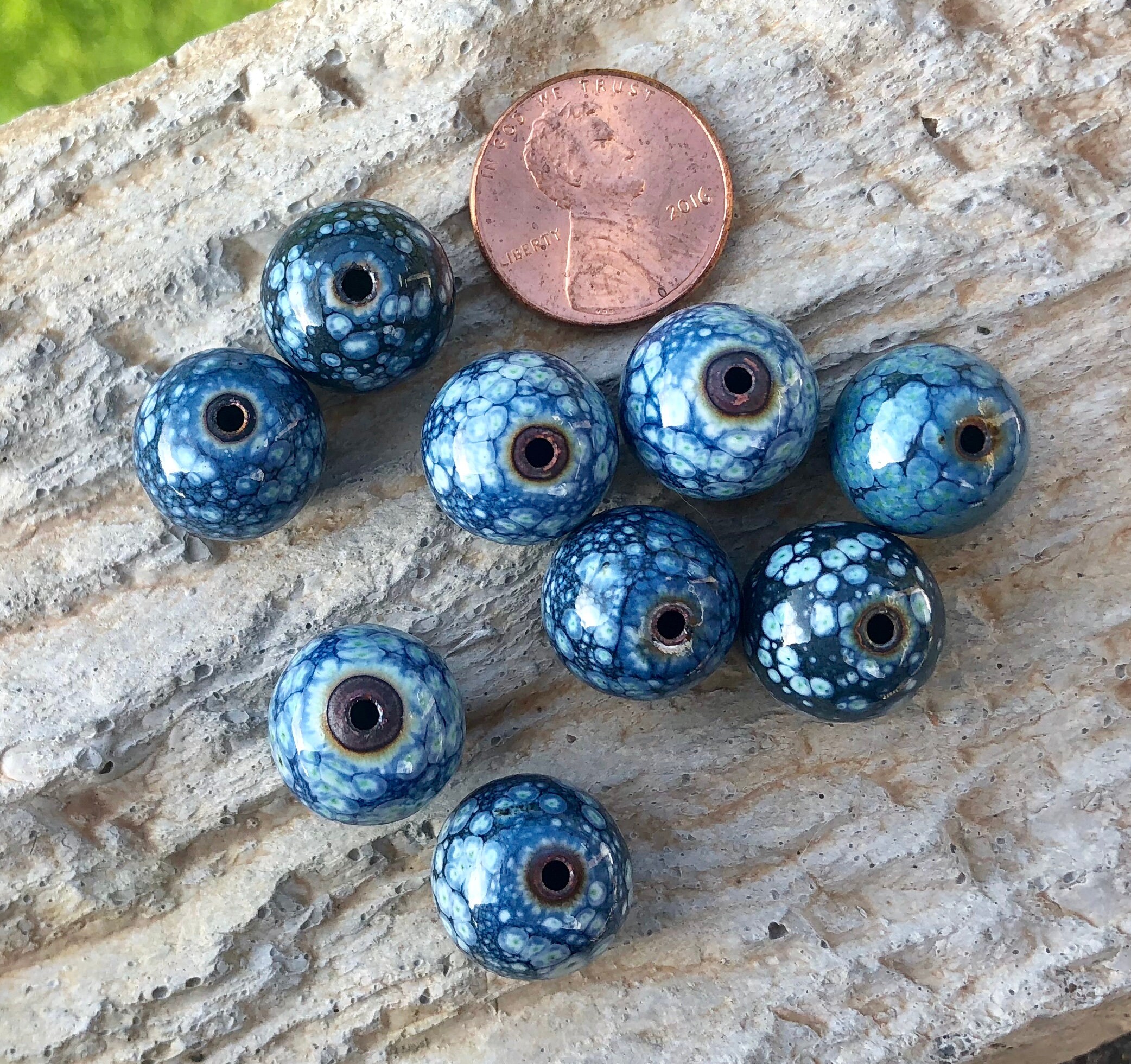 Enameled blue beads Jewelry making beads enamel bead navy Etsy