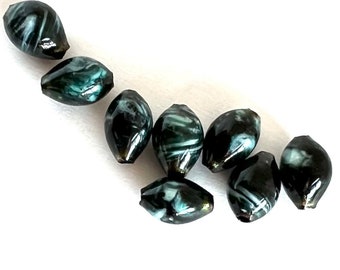 handmade enameled gray black beads, dark gray beads, beads for earrings