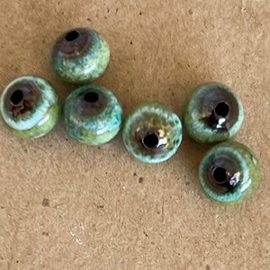 Enameled blue green beads, small round light green beads, jewelry making beads, enamel, copper, small round beads, Artisan Beads Plus zdjęcie 5