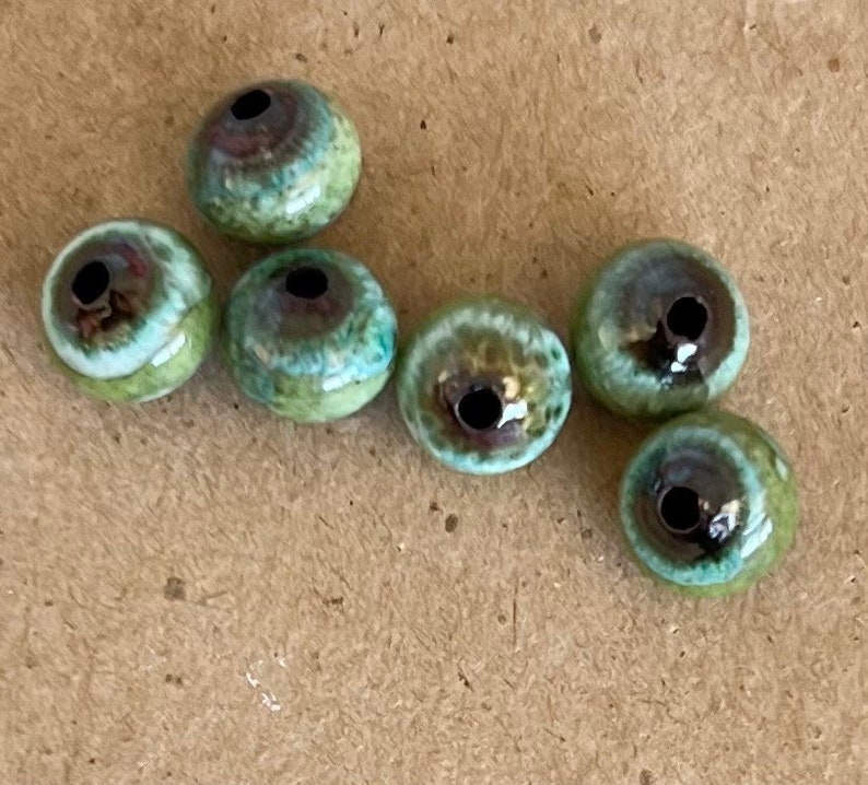Enameled blue green beads, small round light green beads, jewelry making beads, enamel, copper, small round beads, Artisan Beads Plus zdjęcie 5