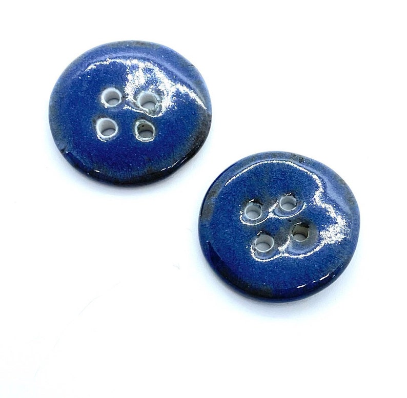 handmade buttons, art buttons, large buttons, blue buttons, buttons for sewing, four hole button, large ceramic button, handbag button image 3