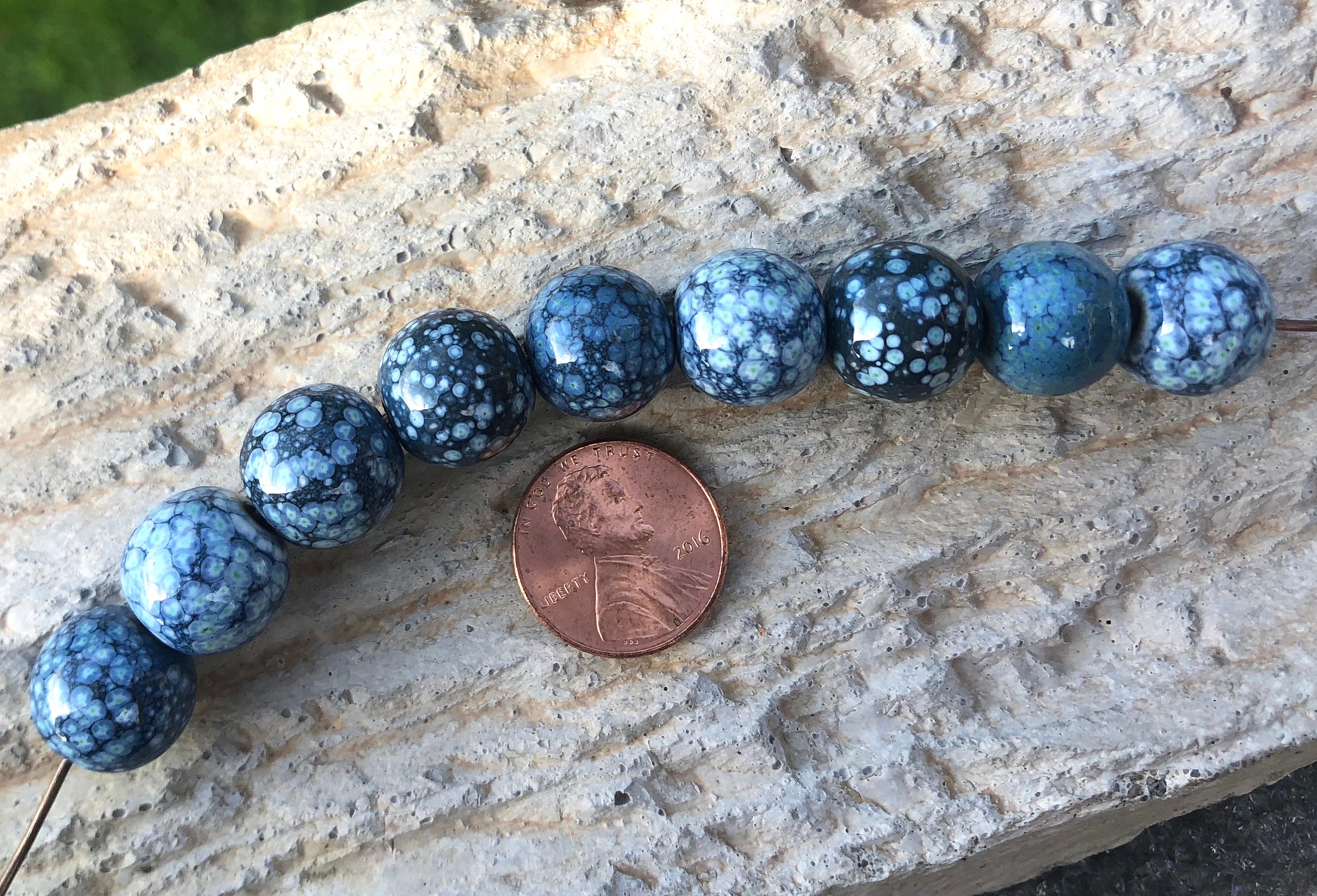 Enameled blue beads Jewelry making beads enamel bead navy Etsy
