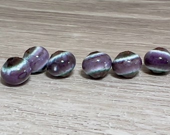 Enameled purple lavender beads, small round purple beads, jewelry making beads, enamel, copper, small round beads, Artisan Beads Plus