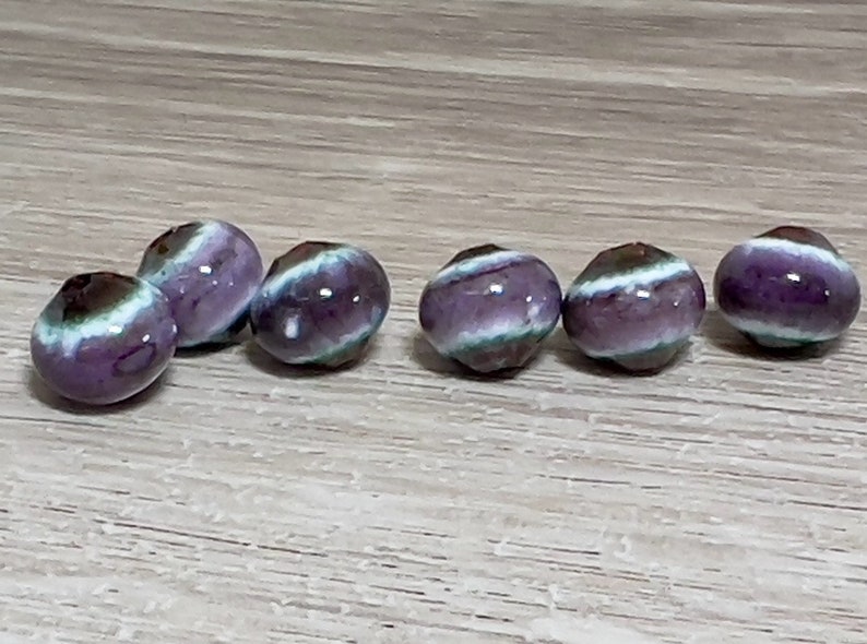 Enameled purple lavender beads, small round purple beads, jewelry making beads, enamel, copper, small round beads, Artisan Beads Plus image 1