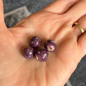 Handmade ceramic beads purple lavender beads DIY jewlery OOAK stoneware spacers kiln fired beads boho jewelry organic earthy earring beads