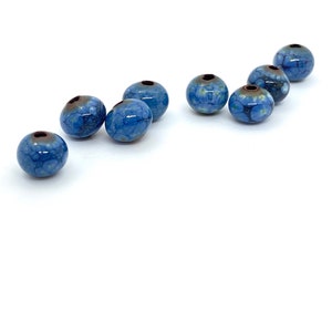 Enameled blue beads, Enamel copper beads, Small round, navy blue beads, beads for earrings, Small round enamel beads image 2
