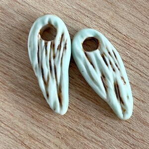 handmade ceramic beads, ceramic beads, earring components, organic beads, light blue beads earrings image 3