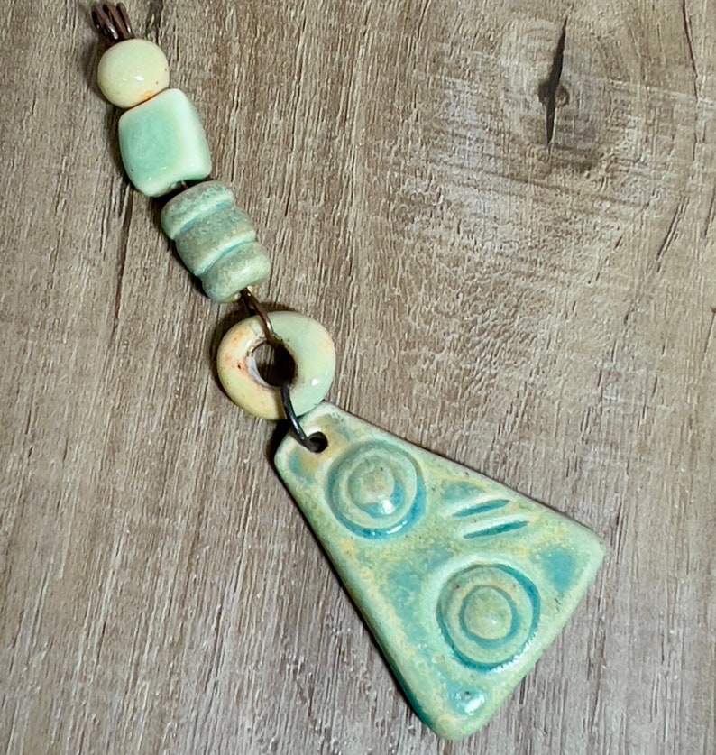 Handmade ceramic beads, ceramic art pendant, torch fire enamel beads, handmade art stoneware beads, artisan beads plus, art beads image 1