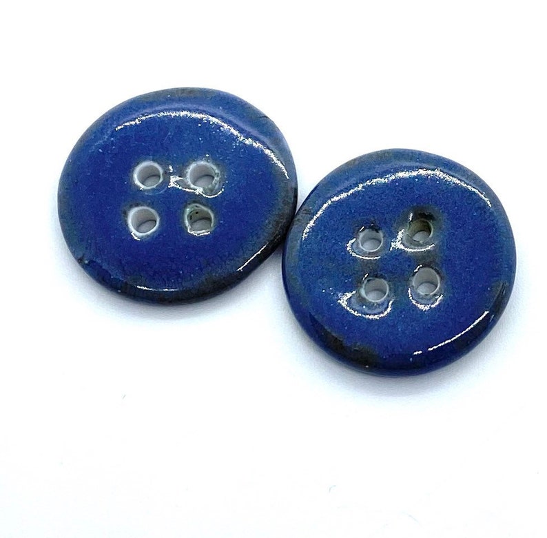 handmade buttons, art buttons, large buttons, blue buttons, buttons for sewing, four hole button, large ceramic button, handbag button image 1