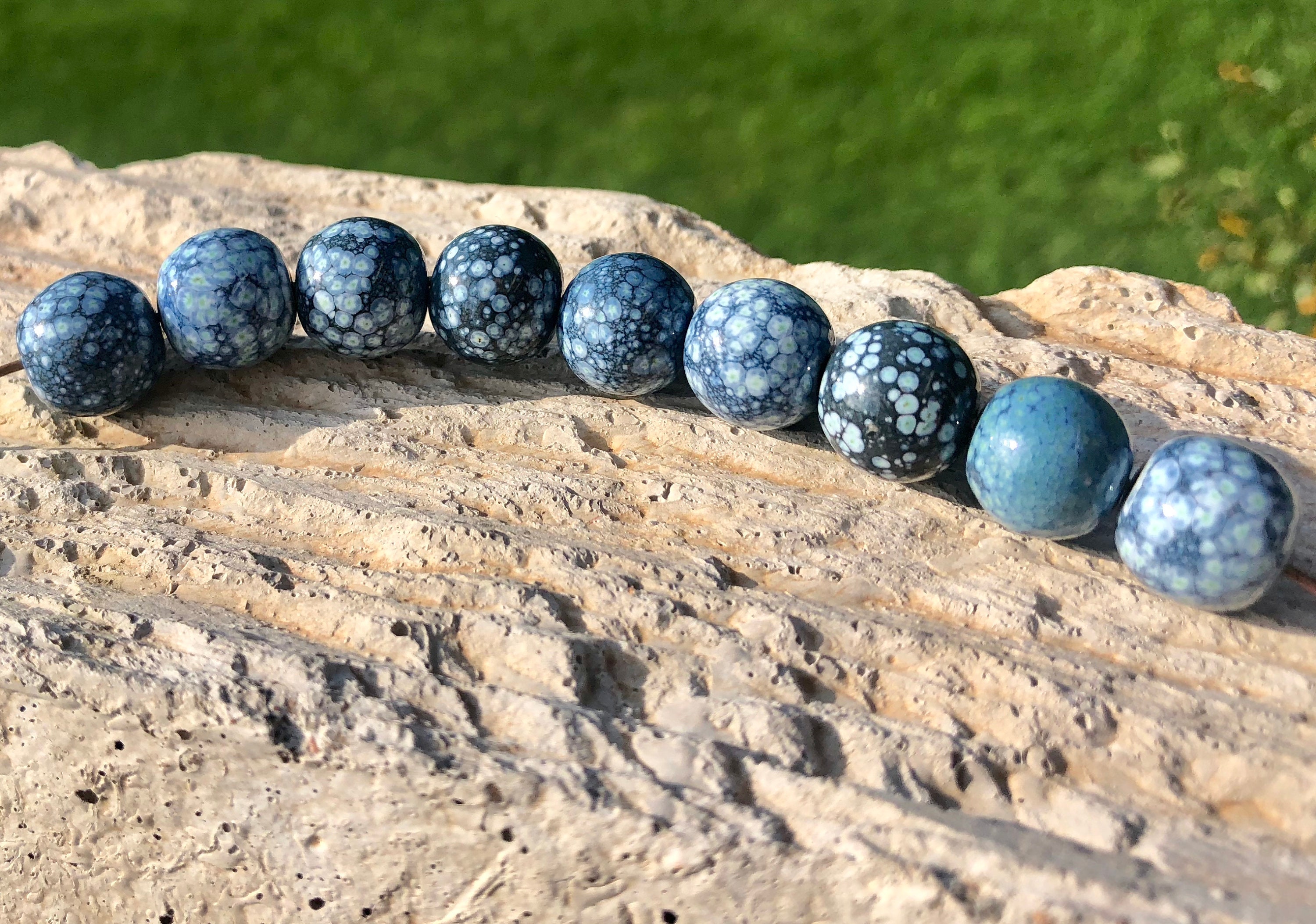 Enameled blue beads Jewelry making beads enamel bead navy Etsy