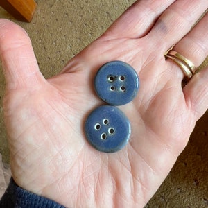 handmade buttons, art buttons, large buttons, blue buttons, buttons for sewing, four hole button, large ceramic button, handbag button image 2