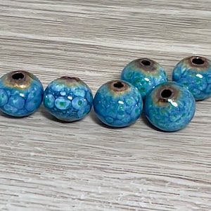 handmade beads, enamel blue beads, small round, navy blue beads, art beads