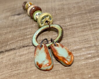 Handmade ceramic beads, ceramic art pendant, torch fire enamel beads, handmade art stoneware beads, artisan beads plus, art beads