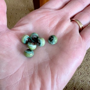 Enameled blue green beads, small round light green beads, jewelry making beads, enamel, copper, small round beads, Artisan Beads Plus image 7
