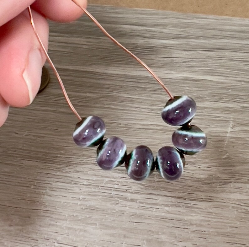 Enameled purple lavender beads, small round purple beads, jewelry making beads, enamel, copper, small round beads, Artisan Beads Plus image 4