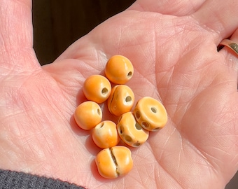 Handmade ceramic beads pink beads peach disc beads DIY jewlery OOAK stoneware beads spacers kiln fired beads boho jewelry organic earthy