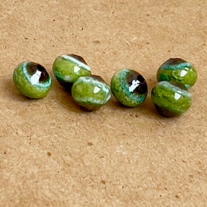Enameled blue green beads, small round light green beads, jewelry making beads, enamel, copper, small round beads, Artisan Beads Plus image 6