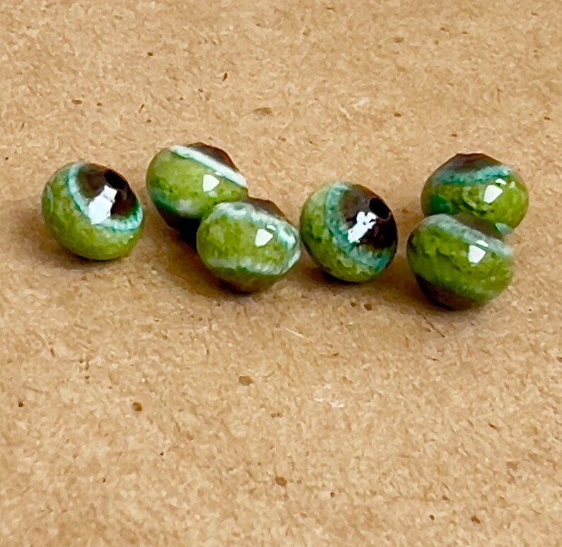 Enameled blue green beads, small round light green beads, jewelry making beads, enamel, copper, small round beads, Artisan Beads Plus image 6