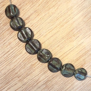ceramic beads, handmade ceramic beads, one of a kind beads, green pottery beads, handmade art beads, ceramic discs, earth tone beads