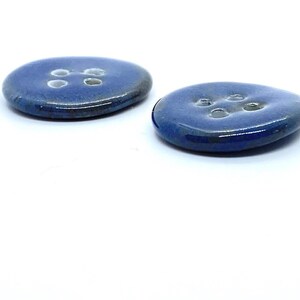 handmade buttons, art buttons, large buttons, blue buttons, buttons for sewing, four hole button, large ceramic button, handbag button image 4
